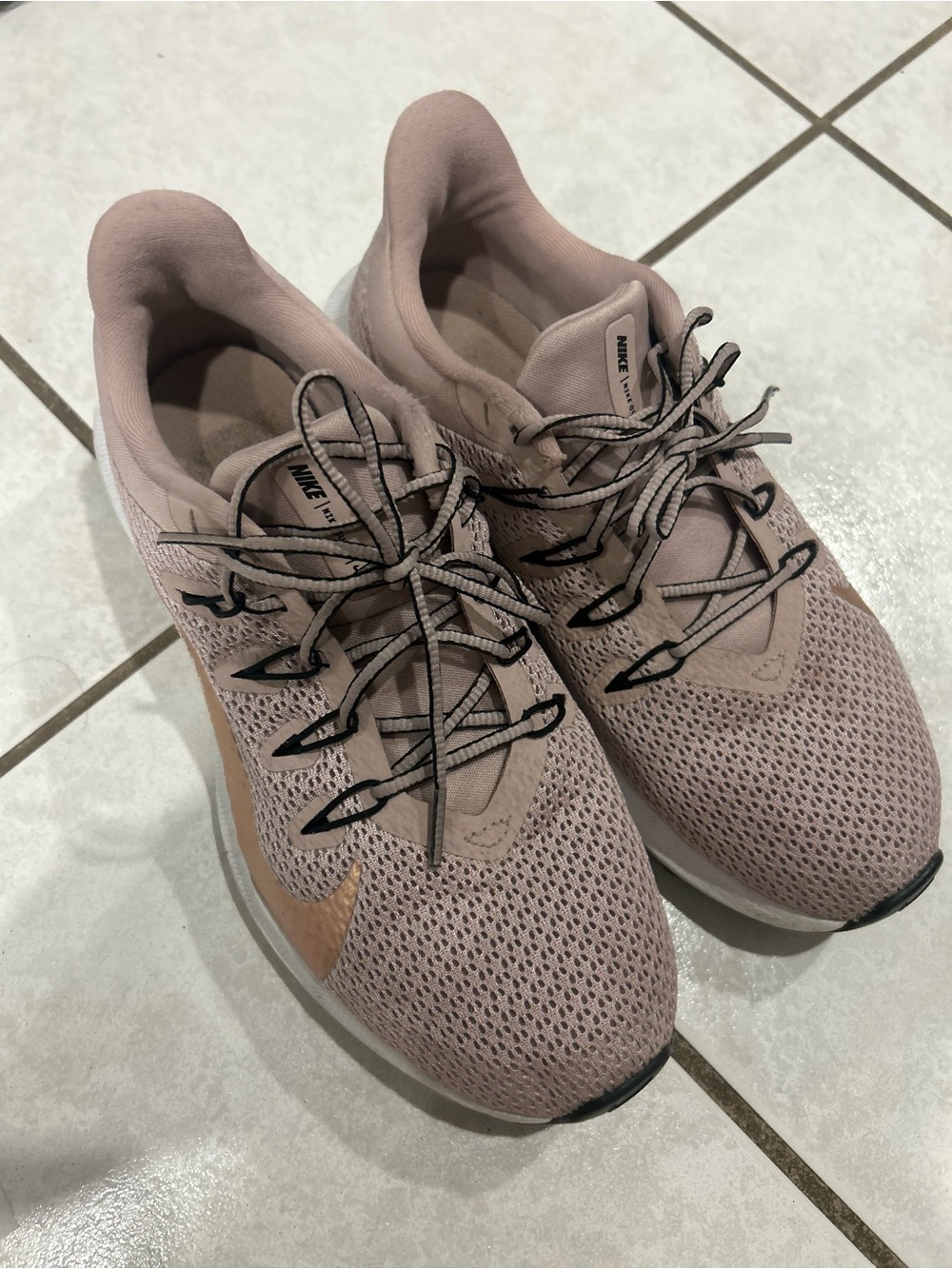 Nike Women’s Athletic Shoes in Dusty Rose with Gold Swoosh